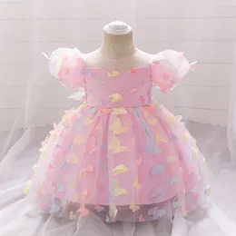 Girl Dresses Girl Girls Colorful Butterfly Princess Kids Kids Maniche Sfugo Tulle Birthday Gown Gown Toddler Bow Fantasy Prom Rosa