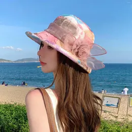 넓은 가슴 모자 선 스크린 여름 햇살 버킷 모자 통기성 야외 낚시 세련된 모든 스타일 kapelusz damski lato