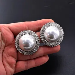 Orecchini per borchie Big Crystal Pearl Earrings for Women Luxury Shiny Round Fashion Accessori per la damigella d'onore