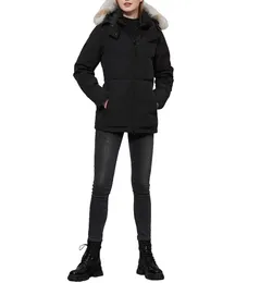 グースダウンコート女性ウィンタージャケットリアルウルフファーカラーフード付き屋外暖かくて防風コートと取り外し可能なキャップレディースパーカーショートジャケット
