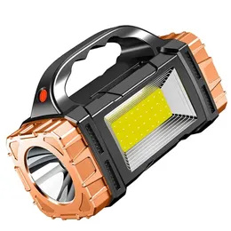 Tragbare leistungsstarke Solar -LED -Taschenlampe mit COB -Arbeitslichtern wasserdicht USB wiederaufladbare Handheld Outdoor Solar Torch Light 240521