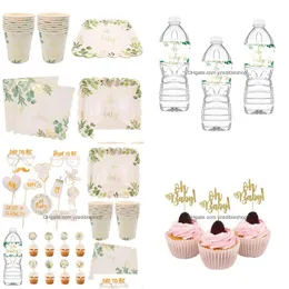 Altre forniture per feste di eventi oh baby p o oggetti da tavolo da tavolo topcake toppers bottiglia d'acqua adesivi doccia bambini felici nasciti dhmhj