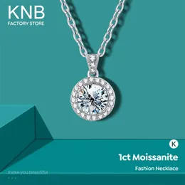 KNB 1ct Luxury Round Diamond Collace per donne originale Real 925 Sterling Sterling Chain Wedding Fine Jewelry 240515