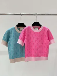 2024 NOWOŚĆ PROJEKTOWANIA Kobietowa Koszulka Summer Gu Knitte koszulka luksusowa marka T-shirt męskie i damskie małe rękawowe odzież Hip Hop Street Haftowa odzież