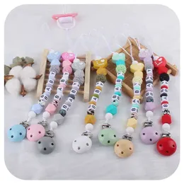 PACIFIER HOLDER CLIPS# PERSONISERAD NAME Baby Pacifier Clip Denture Bracket Clip Chain Heart-Shaped Silicone Teeth Teeth Nyfödda tänder Toy Accessories D240521