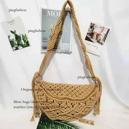 Summer Bohemia Hand Woven Beach Women Waist Pack With Tassels Cotton Crochet Hollow Tote Bag Ethnic Style Handbags Ping