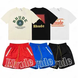 デザイナーショーツメンズTシャツRHUDEシャツメンズディグナーTシャツカジュアルファッションショートスリーブヨーロッパアメリカメンズラウンドネックUSサイズS-XXL