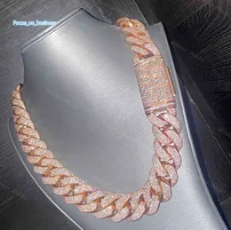 Rose Gold 24 mm 5 rzędów VVS Diamonds Pass Tester Sterling Sier Miami Cuban Chain Moissanite