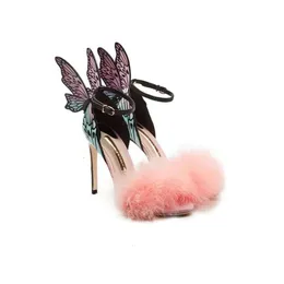 2018 Spedizione gratuita Ladies in pelle in pelle High Feather Feather Rose Solid Butterfly Ornaments Mulit Sophia Webster San Ee8