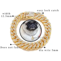 Premium Rhinestone Dog Collar 14k Gold Plated Bling Pet Chain