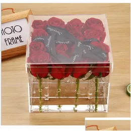 Altre forniture per feste di eventi Clear Acrilic Rose Flower Box Regalo San Valentino Custodia per matrimoni Vaso Dropse Delivery Home Garden Fest Dhpmt