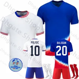 USAS Soccer Jersey 2024 Copa America Camisetas Kids Kit Usmnt Национальная команда Home Away Player Version USWNT Футбольная рубашка Pulisic Smith Morgan Balogun