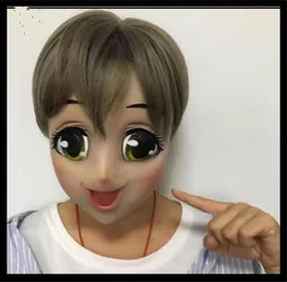 2018 New Anime Girl Mask Cosplay Cartoon Crossdresser Latex Olhos azuis adultos Anime Feminino Feminino Máscara 5682741