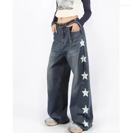 Frauen Jeans Mojy Women Star Print High Taille American Wide Leghose Y2K -Stil Mode weiblich 2024 Herbst -Straße Hose