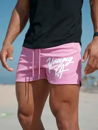 Youngla shorts masculinos shorts curtos quartos de joelho masculino de verão calça esportiva casual de malha de malha, executando shorts de designer de fitness de basquete para menw70a