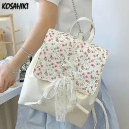 Школьные сумки корейские девушки мода мода цветок рюкзак рюкзак, студенты, студенты Kawaii Bow Bangage Schoolbags Sweet Y2K Эстетика всех рюкзаков