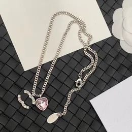 Boutique 925 Silver Plated Necklace Brand Designer Heart Shaped Small Pendant Fashion Necklace High Quality Diamond Charm Girl Boutique Necklace Box