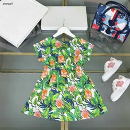 Top Girls Salia Begonia Flor Print Dress Tamanho 100-160 cm Crianças de designer de designer leteira impressão de verão
