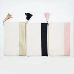 Bolsas de cosméticos 20pcs Design Pu Leather Linen Sublimation Bag de maquiagem em branco para prensa de calor