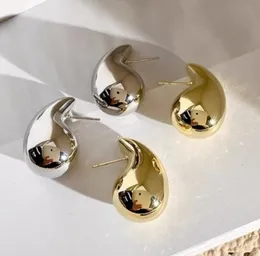 Kolczyki Dangle Lekkie puste kolczyki na damę proste waterdrop grube metalowy metal prawdziwy złoty platform