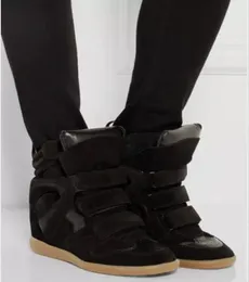 Черная подлинная кожа Isabel Bekett Leathertrimmed Замшевые кроссовки Women Marant Fashion Show Paris New Shoes2364958