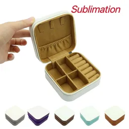 Sublimation Jewelry Box Box Travel Portable Welier Weighry Box Boxe Gioielli Mini collezione di gioielli quadrati Organizzatore per trasferimento di calore