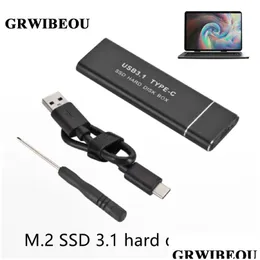 Gadżety USB Grwibeou 3.1 do M.2 SSD Mobile Hard Disk Box Typ Karta adaptera C Case Zewnętrzna obudowa dla M2 SATA Dostawa Oblicz Otahm
