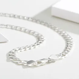 45cm-80cm Ultra-fino 925 Colar de corrente de prata esterlina para o colar de jóias femininas Kolye Collier 4mm 7mm.