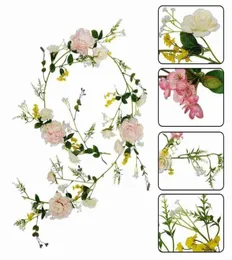 Decorative Flowers Wreaths 185M Artificial Rose Ivy Vine Wedding Decoration Real Touch Silk Flower String Home Hanging Garland 5887224