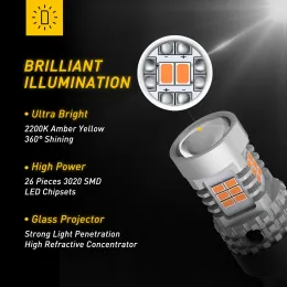 Auxito 2PCS T20 WY21W LED CANBUS TURN Light Amber T20 W21W 7440 7440NA LED LED -Lampenfehler kostenlos ohne Hyperblitzauto -Signal -Lampe 12V