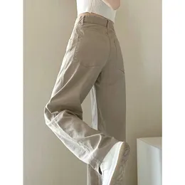 2024 Весна/лето новые джинсы с прямыми ногами с прямыми ногами, чтобы женщины могли выглядеть стройными и свободными высокими талией и длинными брюками