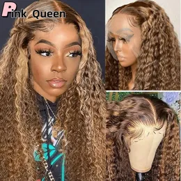 Highlight 4x4 13x4 Kinky Curly lace front wig Human Hair Curly Hair Natural Color Pre plucked With Baby Hair density 150% 16-30inch Brazilian hair