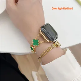 Hree Leafed Clover Straps Apple Watch Band 49mm 40mm 41mm 42mm 44mm 45mm 4mmm Resin Strap Bracelet Bracelet Stainless Steel Procle for Iwatch Series 8 7 6 5