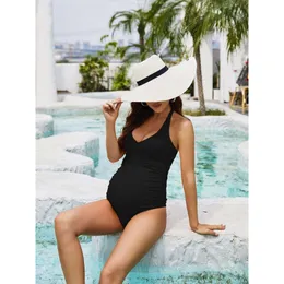 En bit gravid kvinnor baddräkt sommar rygglösa moderskap badkläder kläder för graviditet plus bikinis storlek bikini