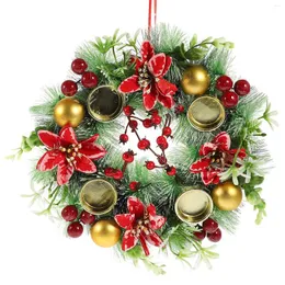 Dekorativa blommor krans Xmas kransar gyllene boll konstgjorda hängande dörrprydnader plast julring teealight hållare dekor