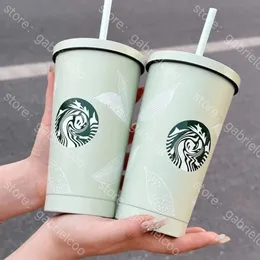 Starbucks Mint Green Straw Cup Classic Logo Print 400 ml Outdoor Portable Student Izolacja Kubek Woda Pucharu ze stali nierdzewnej