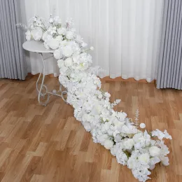 2 m di alto livello bianco Rosa bianca Hydrangea Artificiale Flower Row Fette Wedding Donting Table DECORAZIONE DECORAZIONE ARCHIO STRADA CITED FLORALE LL