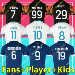 Jogador de fãs 2023 2024 2025 Jerseys de futebol Vitinha Payet Maillot de Foot 23 24 25 Aubameyang Man Camisa de futebol infantil Hommes enfants ndiaye kondogbia renan lodi Sarr