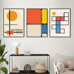 Abstrakte minimalistische geometrische rot gelbe beige Vintage Poster Leinwand Gemälde Wandkunst Druckbild für Wohnzimmer Wohnkultur