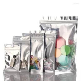 Storage Bags 100 Pcs Food Smell Proof Mylar Resealable Aluminum Foil Holographic Packaging Pouch Bag With Clear Window