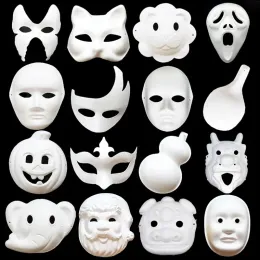 Party Masks White Unpainted Face Plain/Blank Paper Pp Mask Diy Dancing Christmas Halloween Masquerade With String 0521