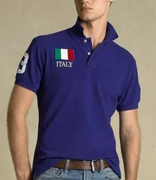 Fashion Casual Style Men Big Horse Embroidery Polo Shirt Solid Color USA UK Italy France Flag Camisa Polos Fitness TShirts Size S1834812