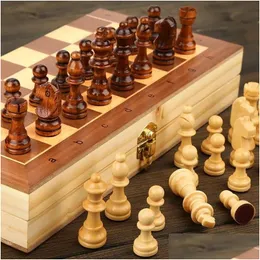 Шахматные игры магнитные деревянные складные наборы филиала Game Board 24CM24CM Интерьер -хранение ADT Kids Family Family 231020 Drop Sports Dhxp0