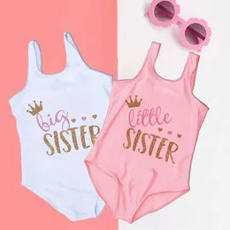 One-Pieces Matching swimsuits for older/younger sisters baby and girl one-piece swimsuits 2-7 year old childrens bikini swimsuits childrens beach clothes d240521
