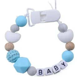 Clipes de chupetas# Nome personalizado em forma de coração Clipe de chupeta Baby Silicone Chain Chain Mample Stand Baby Acessório Feeding D240521