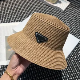 Designer Straw Hat Womens Knitted Bucket Hats Fashion Unisex Fishermans Cap for Men Woman Wide Brim Caps Summer Bucket Outdoor Triangle Hats Beach Hats