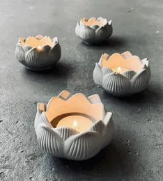 Zanaat aletleri beton çiçek şeklindeki mum tutucu kalıplar yuvarlak tealight silikon çimento şamdan kalıp kalıpları