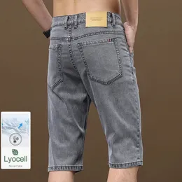 Herren Sommer dünne Lyocell Kurze Jeans losen gerade Fit Casual Denim Shorts Komfort in Stretch Stoff männlich 240520