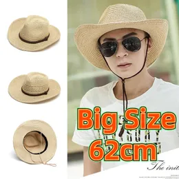 XL Big Size 62cm Panama Jazz Straw Hat For Women Hollow Out Summer Beach Sun Foldbart vindtätt rep UV Sunscreen 240515