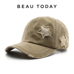 Beautyday Baseball Cap Women Джинсовая ткань хлопок регулируемое Y2K Old School Retro Star Design Hat Spring Ladies Accessories 96553 240521